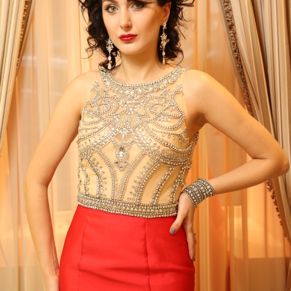 Jovani Fashions Dresses & Skirts - Red mermaid evening gown by Jovani, open back, size 6